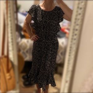 Max Studio Printed Flutter Sleeve Tie Waist Dress